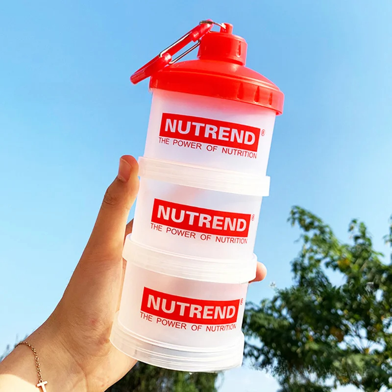 Protein Bar Box - แบบพกพาผงกล่องช่องทางกล่องแป้งฟิตเนสอาหารเสริมขวด Handle Layered Storage กล่องยาขนมขบเคี้ยว