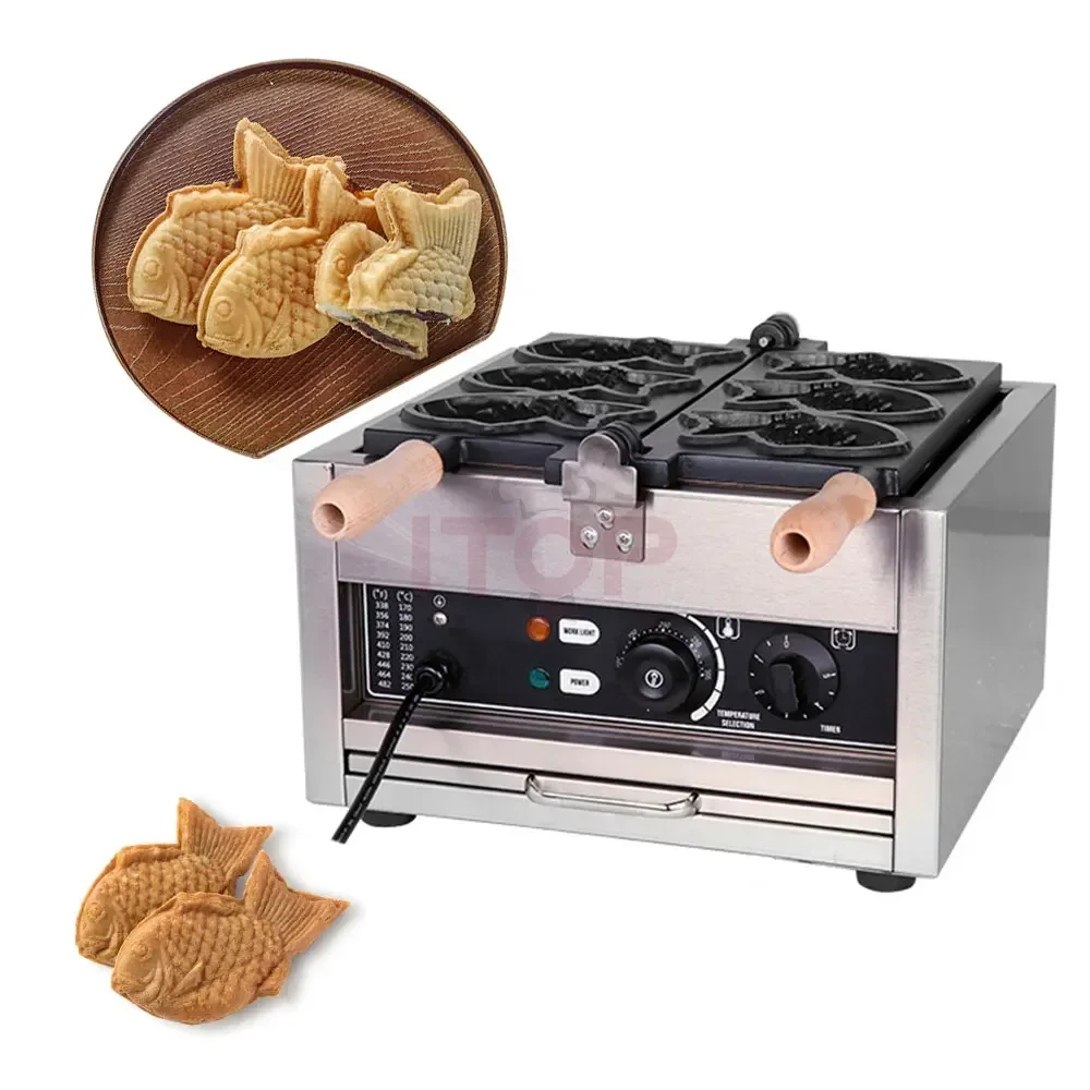 Korean Food Snacks - เครื่องทำขนมไทยากิแบบเปิดปาก 220/110v สำหรับทำขนมปังขบเคี้ยวสไตล์อาหารริมทางเกาหลี เครื่องทำวาฟเฟิลรูปปลาไอศกรีม