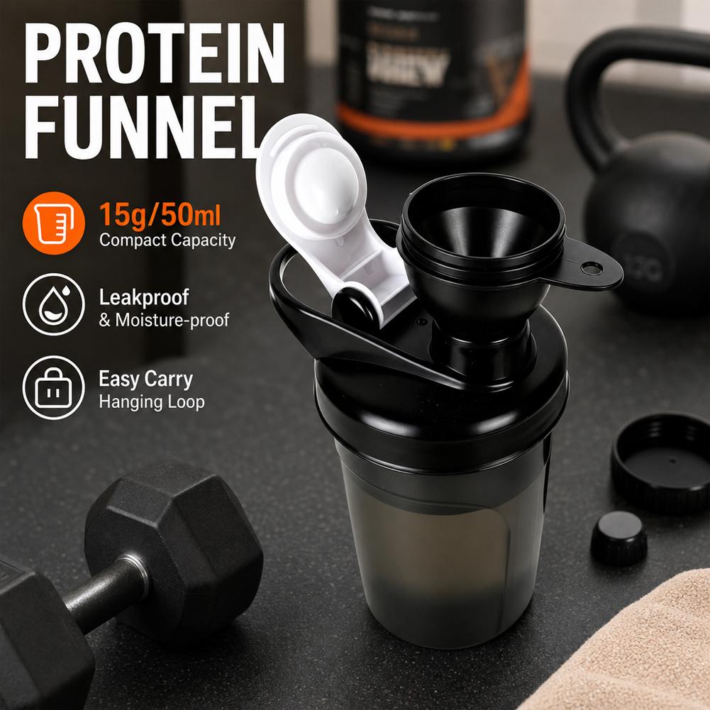 Protein Bar Box - ภาชนะใส่โปรตีนพลาสติก PP แบบพกพา 50 มล. พร้อมคาราไบเนอร์และฝาเสริมความแข็งแรง