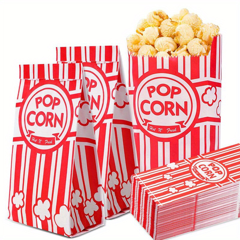 Food Snacks Party - ถุงใส่ป๊อปคอร์นแบบแยกชิ้น 20/50 ชิ้น ถุงกระดาษใส่อาหารป๊อปคอร์น สำหรับงานแต่งงาน ปาร์ตี้