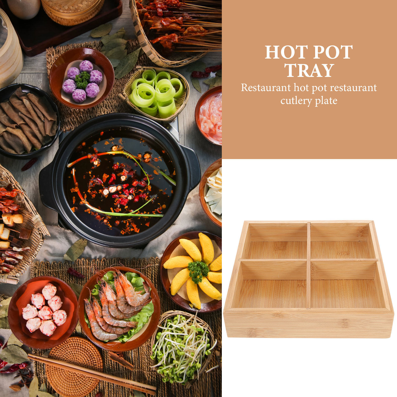 ถาดเสิร์ฟไม้ไผ่พร้อม 6 ช่องสำห - Food Snacks Party บทวิจารณ์และราคา