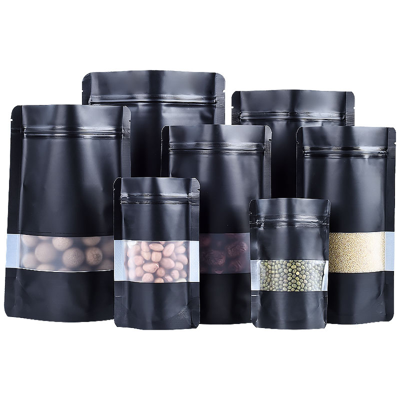 100PCS Stand-up Matte สีดําอลู - Food Snacks Party บทวิจารณ์และราคา